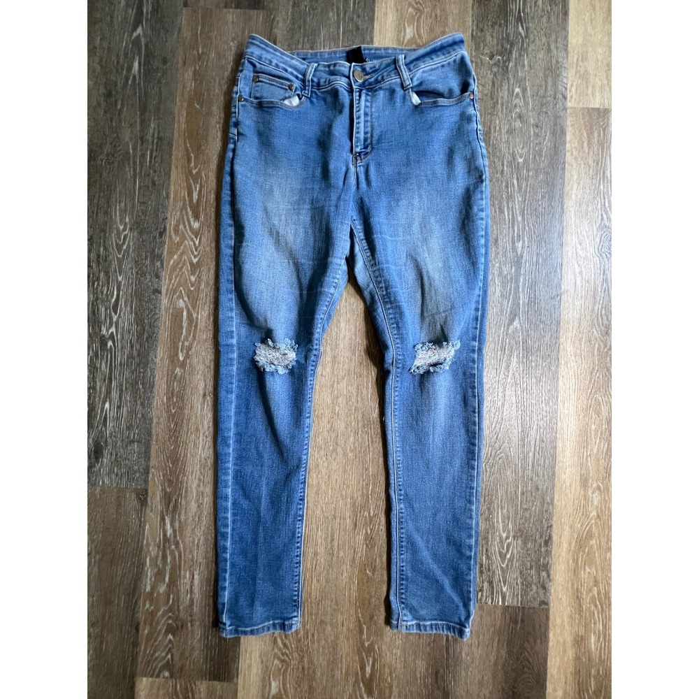 BOB Jeans Skinny Denim Womens‎ 15/16 Blue Distressed High Rise Stretch 2152